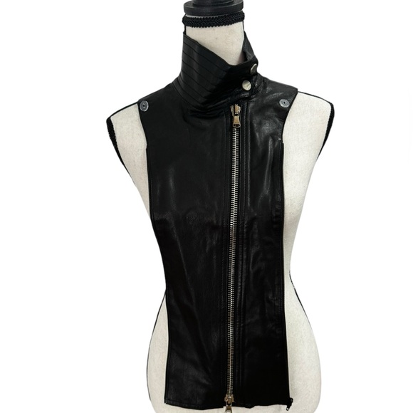 Veronica Beard Moto Leather Dickie OS - Picture 4 of 4